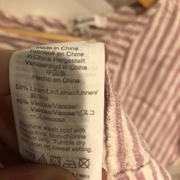 Madewell Stripe-play Button Back Tee Mini Dress Short Sleeve Linen Blend - Picture 8 of 9